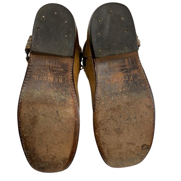 Bed Stu Harness Biker Western Moto Boots Tan Leather Distressed Women Size 10 - Picture 8 of 12